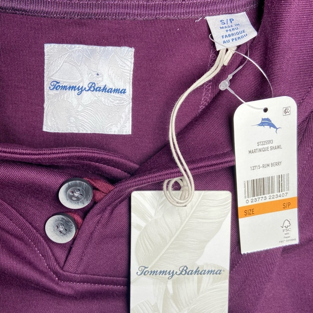 Tommy Bahama • Size S • Men’s Rum Berry Purple Martinique Shawl Sweatshirt - Picture 7 of 9